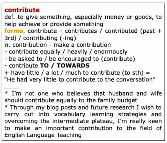 word fields for the word contribute