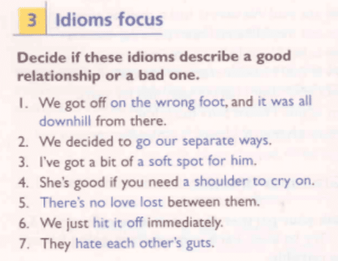 idioms describing a good relationship or a bad one