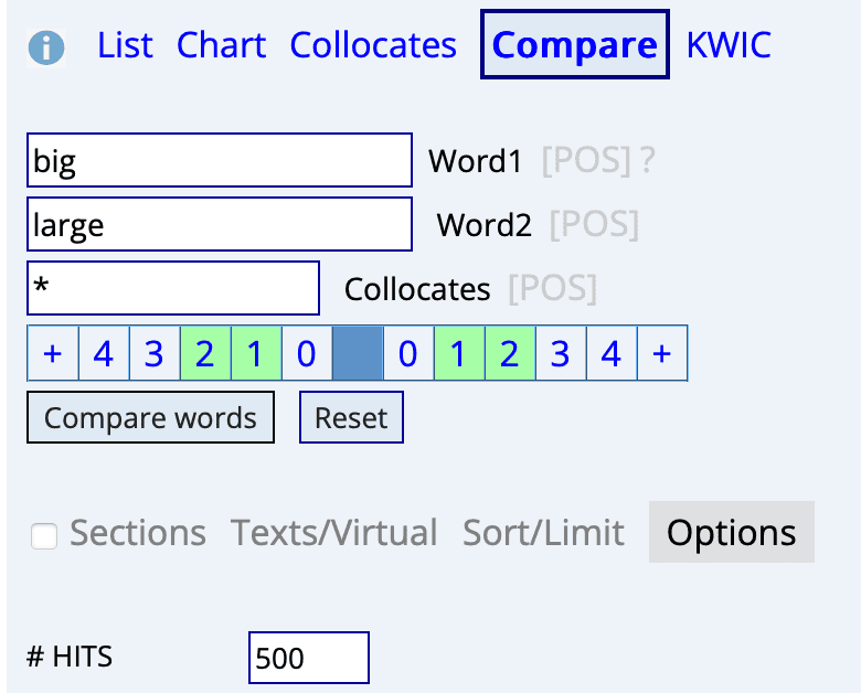 big and large corpora search