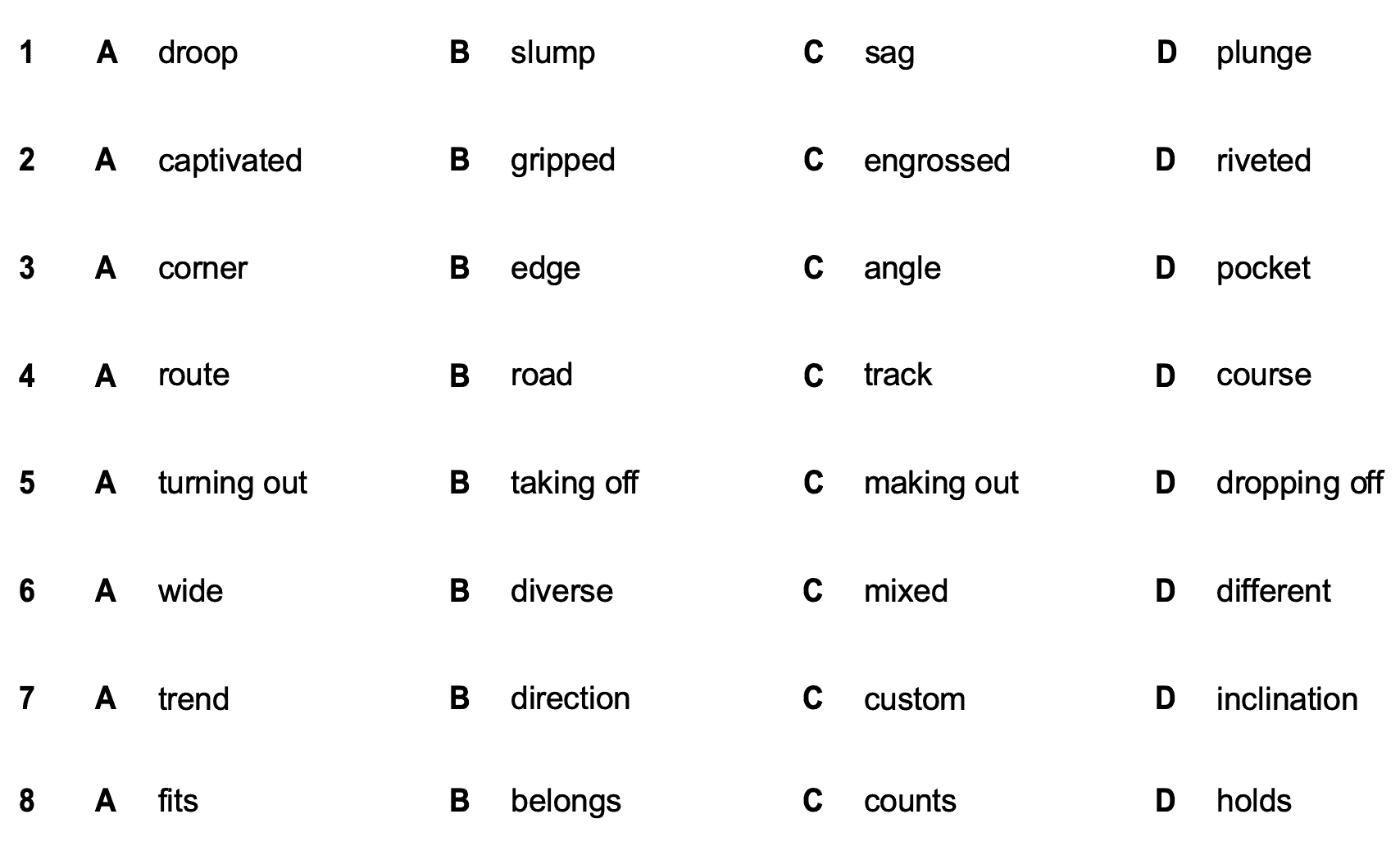 c2-proficiency-reading-part-1-multiple-choice-cloze-task-possible-answers options for a Multiple choice cloze task for C2 Proficiency Reading and Use of English paper