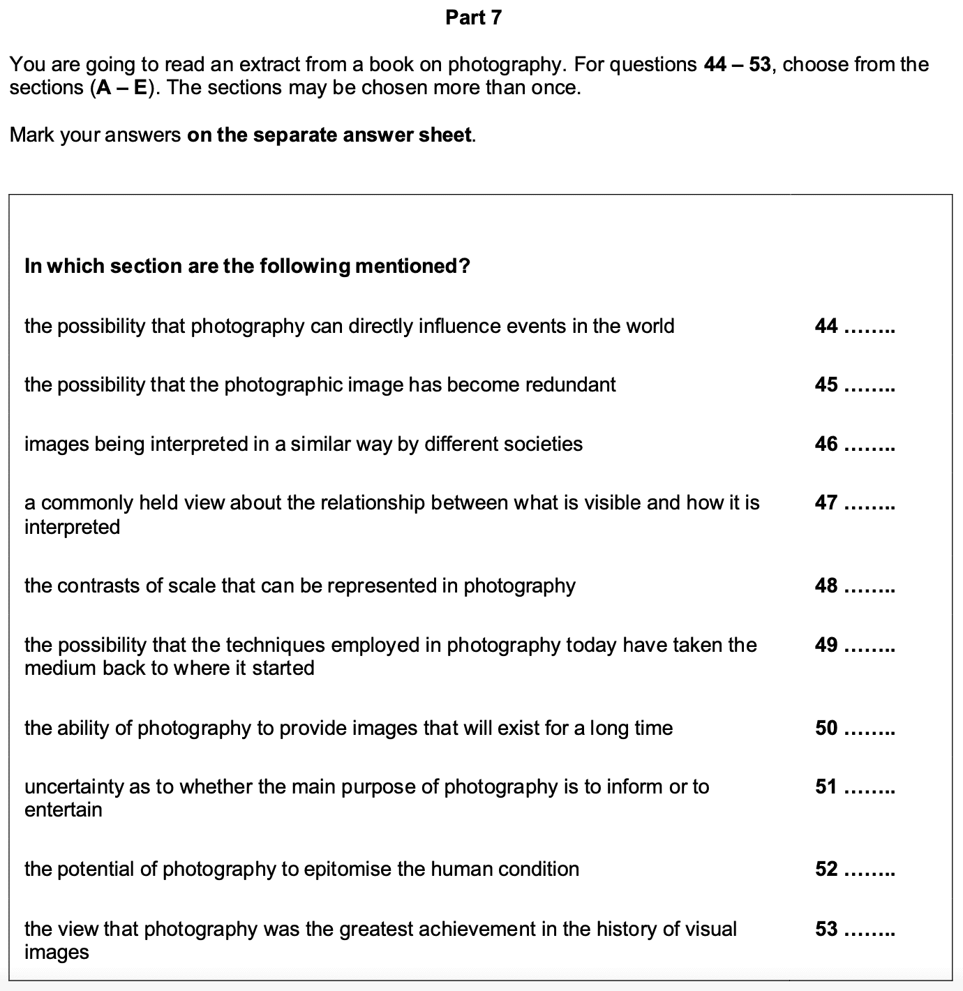 c2-proficiency-reading-part-7-answers answers for part 7 of the C2 Proficiency Reading and Use of English Paper